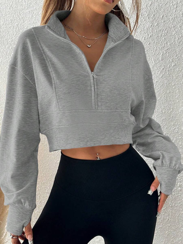 Dam kortärmad sweatshirt med hög krage och dragkedja Mirla-Eva Jonsson