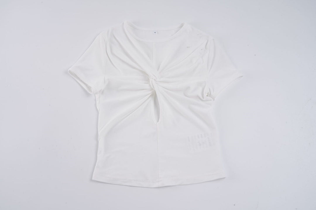 Dam kortärmad t-shirt med raffinerad knutdesign Mirla-Eva Jonsson