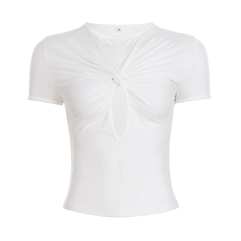 Dam kortärmad t-shirt med raffinerad knutdesign Mirla-Eva Jonsson