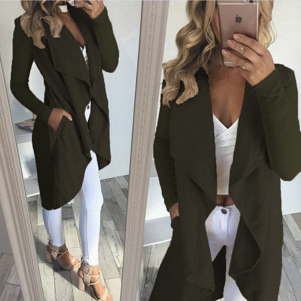 Dam lång cardigan med trendig drapering och praktiska fickor Eva Jonsson-Eva Jonsson