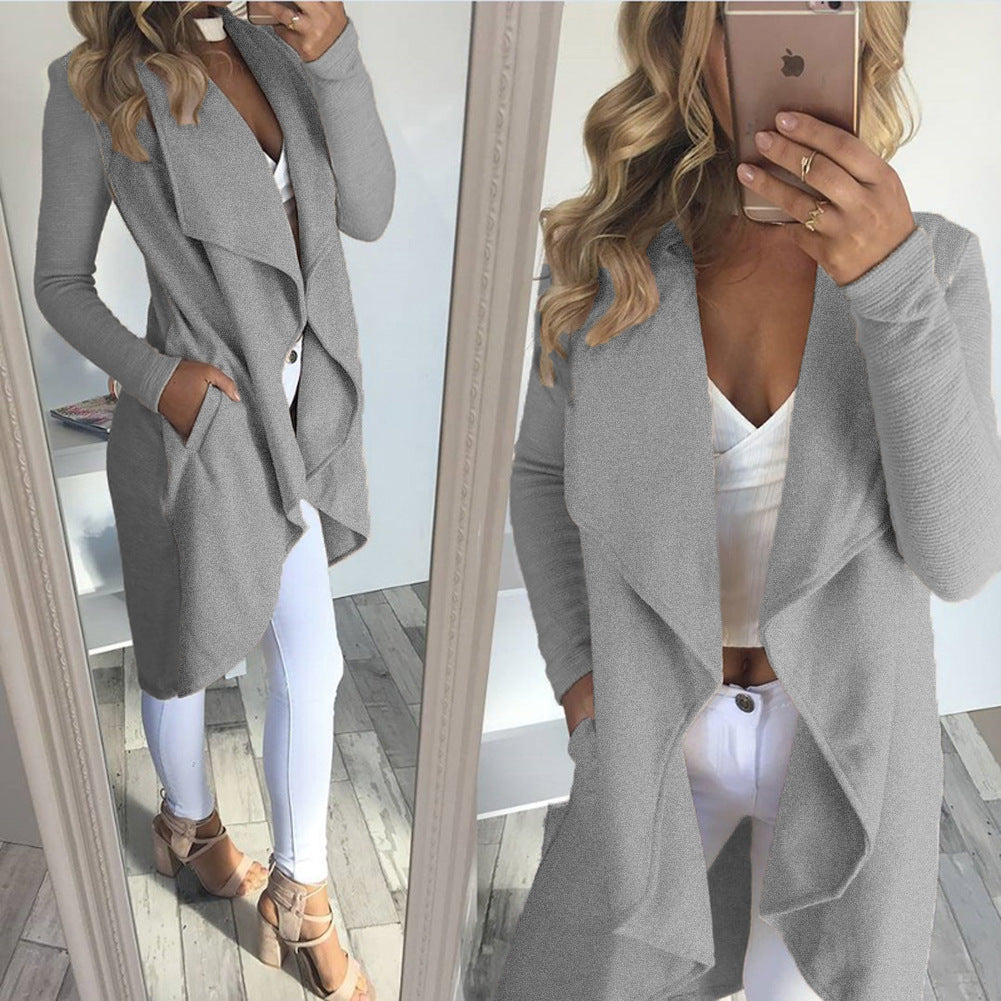 Dam lång cardigan med trendig drapering och praktiska fickor Eva Jonsson-Eva Jonsson