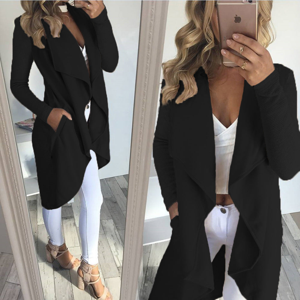 Dam lång cardigan med trendig drapering och praktiska fickor Eva Jonsson-Eva Jonsson