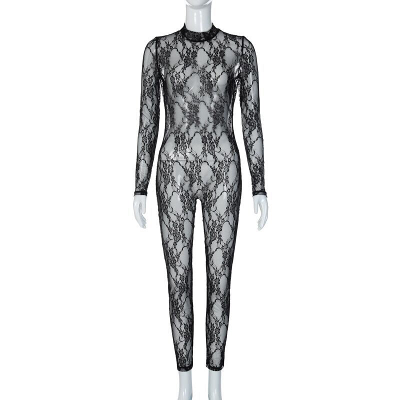 Dam långärmad bodysuit med blommig spets Mirla-Eva Jonsson