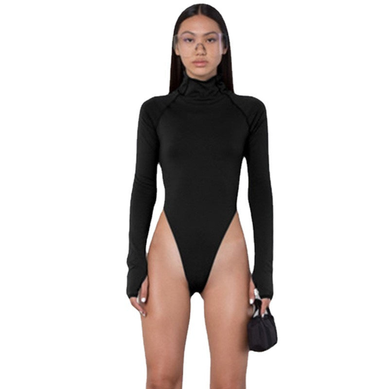 Dam långärmad bodysuit med hög krage och figursmickrande snitt Mirla-Eva Jonsson