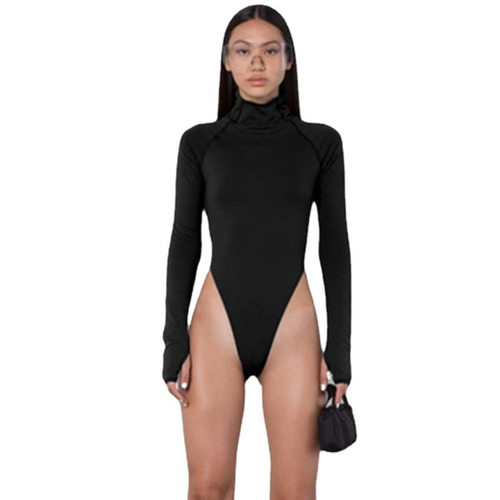 Dam långärmad bodysuit med hög krage och figursmickrande snitt Mirla-Eva Jonsson