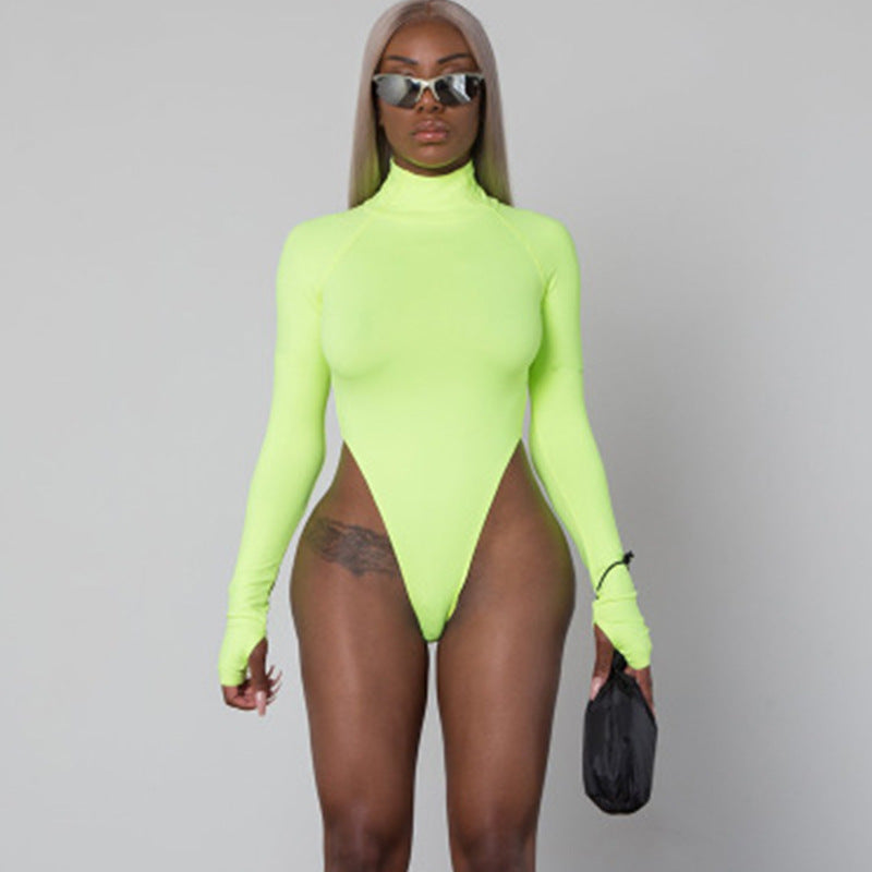 Dam långärmad bodysuit med hög krage och figursmickrande snitt Mirla-Eva Jonsson