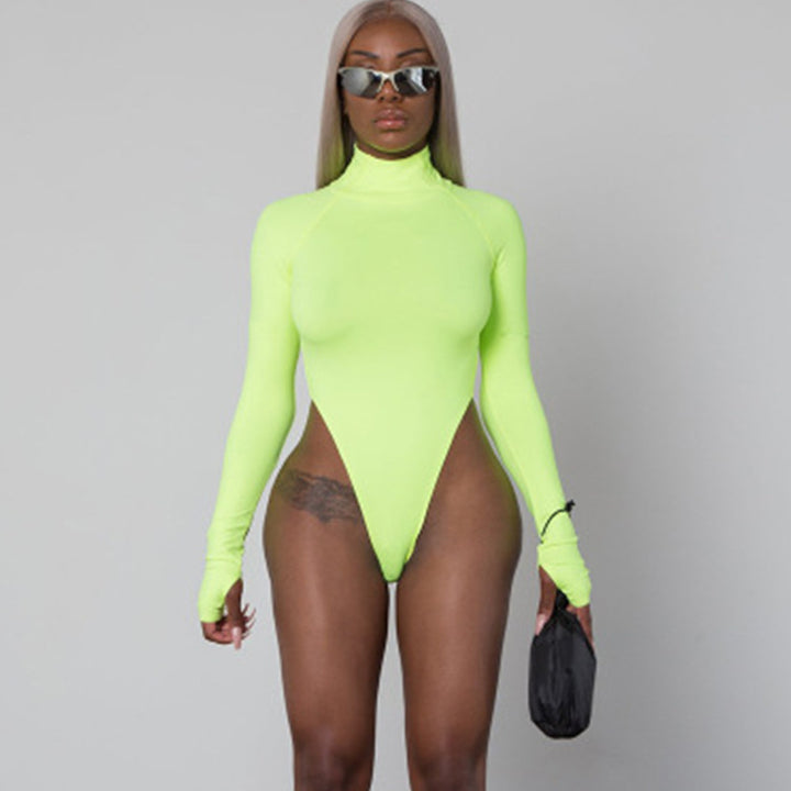Dam långärmad bodysuit med hög krage och figursmickrande snitt Mirla-Eva Jonsson