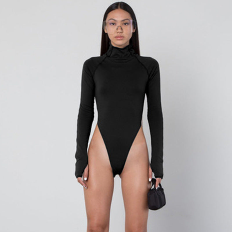 Dam långärmad bodysuit med hög krage och figursmickrande snitt Mirla-Eva Jonsson
