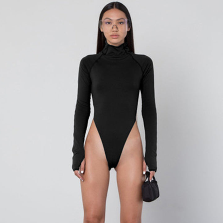 Dam långärmad bodysuit med hög krage och figursmickrande snitt Mirla-Eva Jonsson