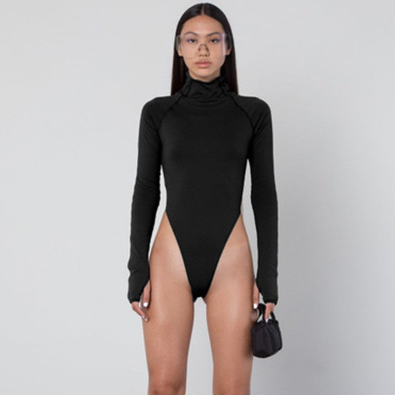 Dam långärmad bodysuit med hög krage och figursmickrande snitt Mirla-Eva Jonsson
