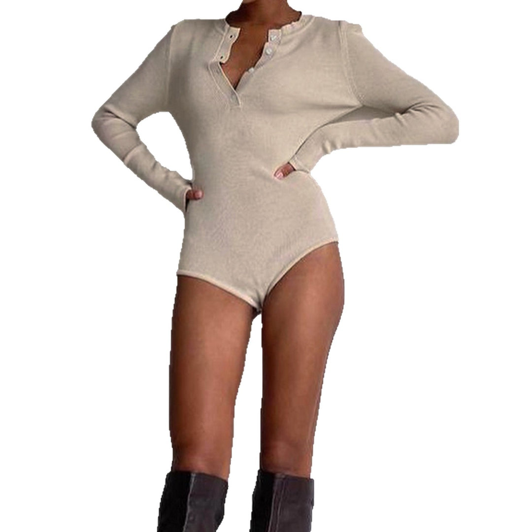 Dam långärmad bodysuit med knappslå och ribbstruktur Mirla-Eva Jonsson