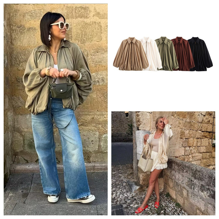 Dam lätt oversized blus med volangdesign Mirla-Eva Jonsson