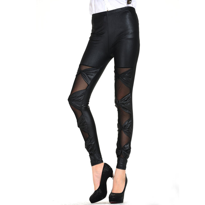 Dam leggings med transparenta inslag och dekorativa knutar Mirla-Eva Jonsson