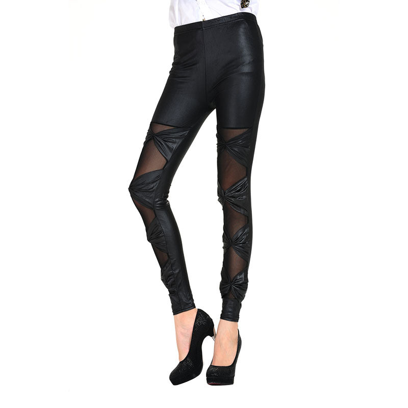 Dam leggings med transparenta inslag och dekorativa knutar Mirla-Eva Jonsson