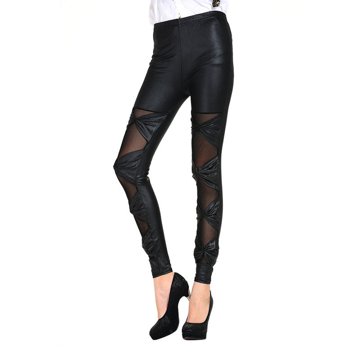 Dam leggings med transparenta inslag och dekorativa knutar Mirla-Eva Jonsson