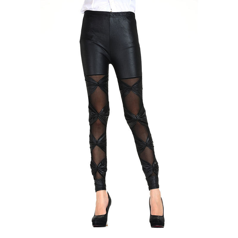 Dam leggings med transparenta inslag och dekorativa knutar Mirla-Eva Jonsson