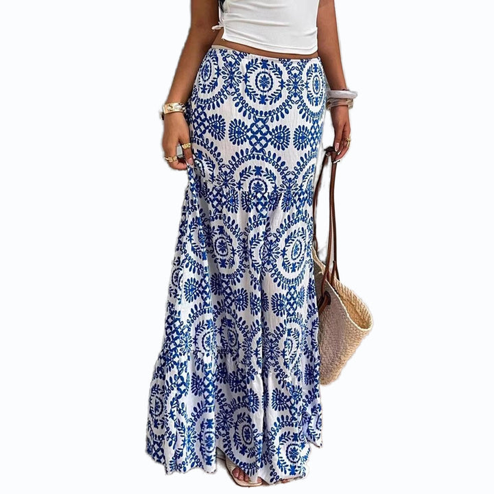 Dam maxi skirt with floral pattern and ruffle Mirla-Eva Jonsson