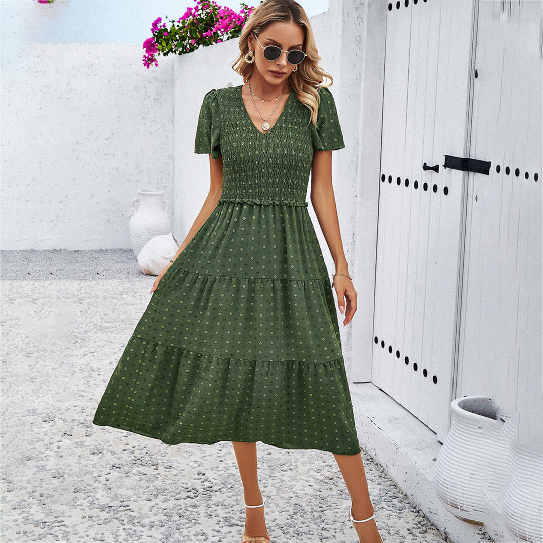 Dam midi dress with ruffle details and polka dots Mirla-Eva Jonsson