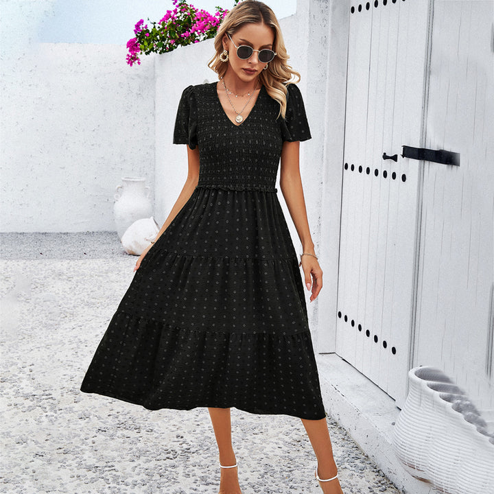 Dam midi dress with ruffle details and polka dots Mirla-Eva Jonsson