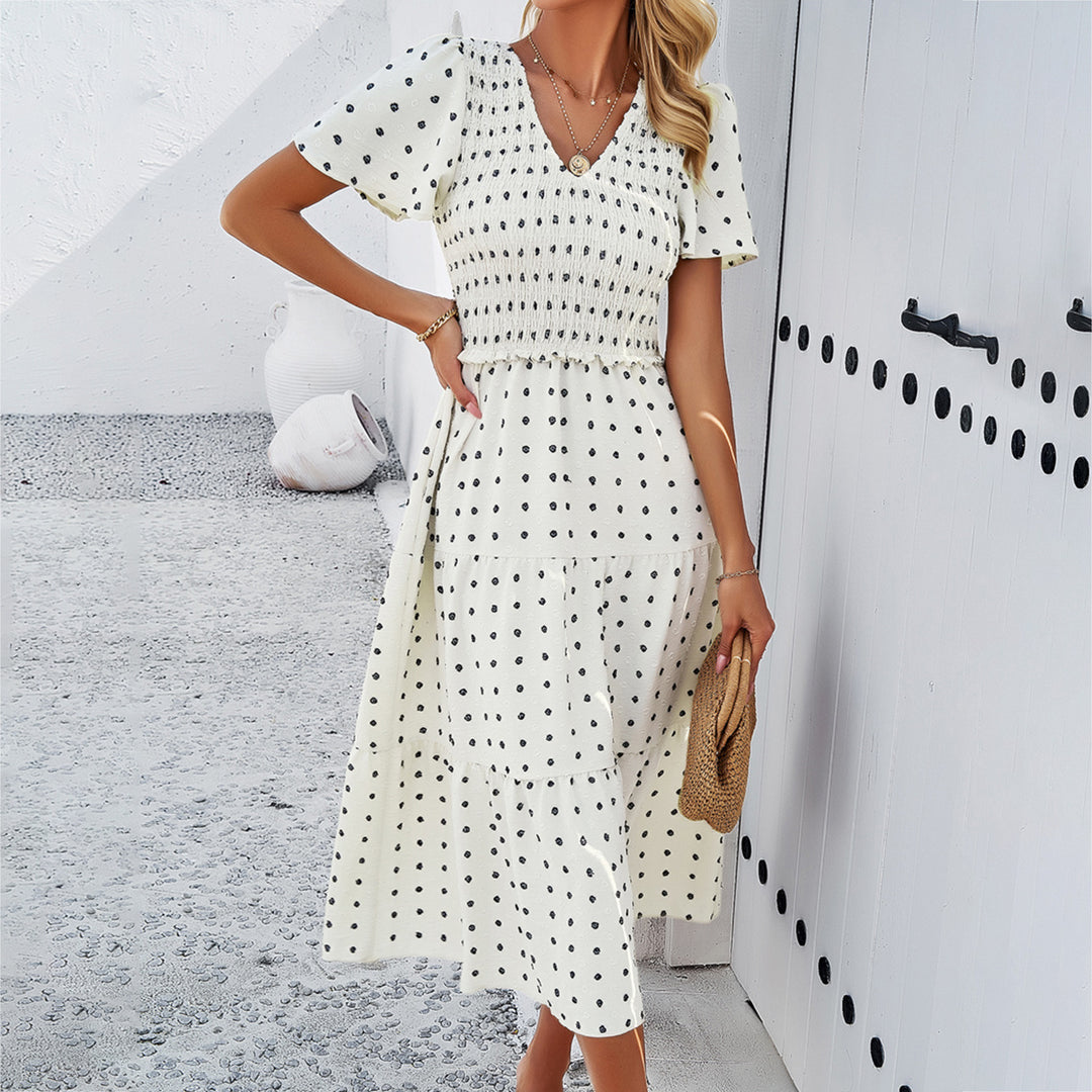 Dam midi dress with ruffle details and polka dots Mirla-Eva Jonsson