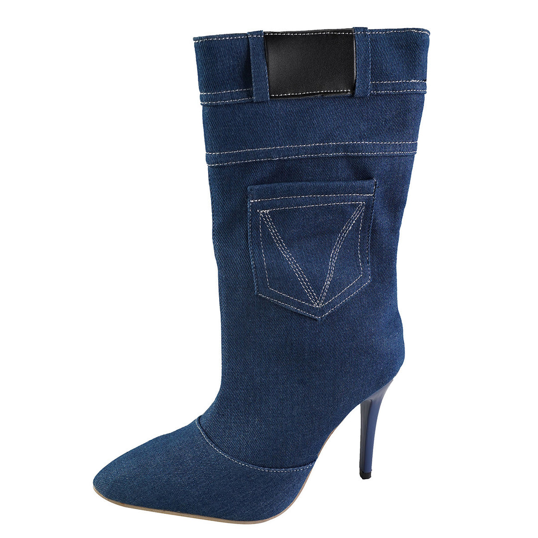 Dam överknästövlar i högkvalitativ denim med elegant häl Mirla-Eva Jonsson