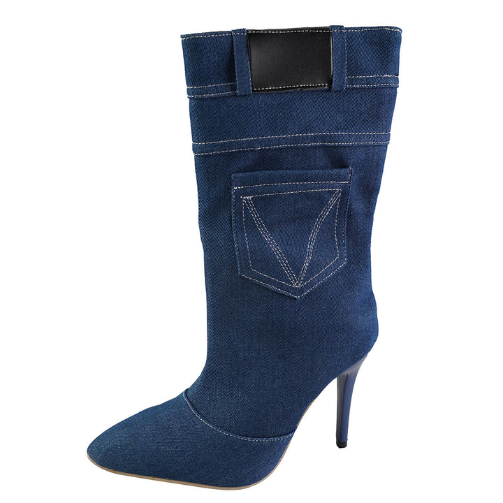 Dam överknästövlar i högkvalitativ denim med elegant häl Mirla-Eva Jonsson