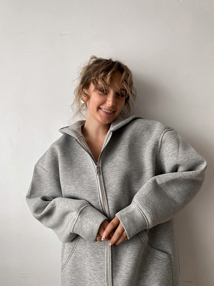 Dam oversized hoodie jacka med genomgående dragkedja och praktiska fickor Eva Jonsson-Eva Jonsson