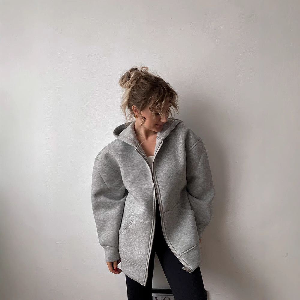Dam oversized hoodie jacka med genomgående dragkedja och praktiska fickor Eva Jonsson-Eva Jonsson