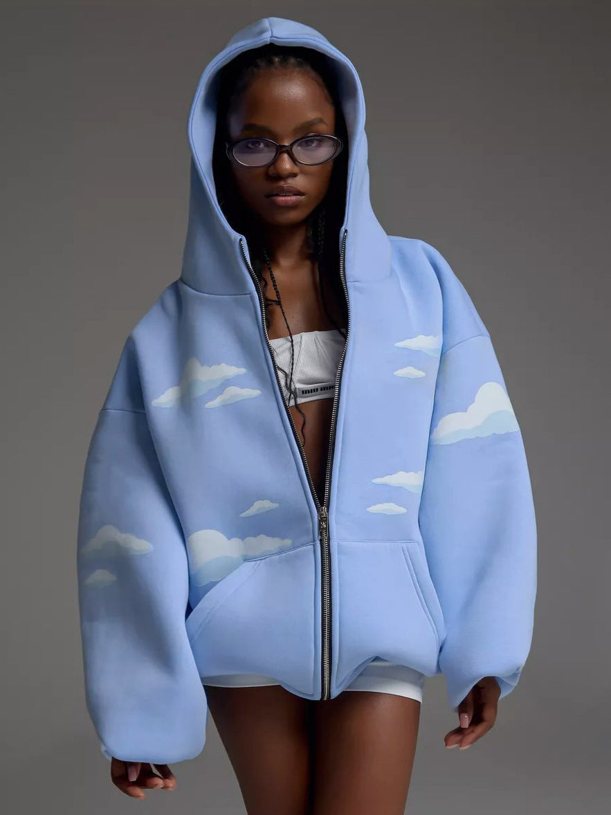 Dam oversized hoodie med molnmönster Mirla-Eva Jonsson