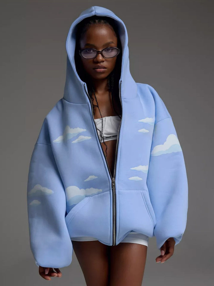 Dam oversized hoodie med molnmönster Mirla-Eva Jonsson