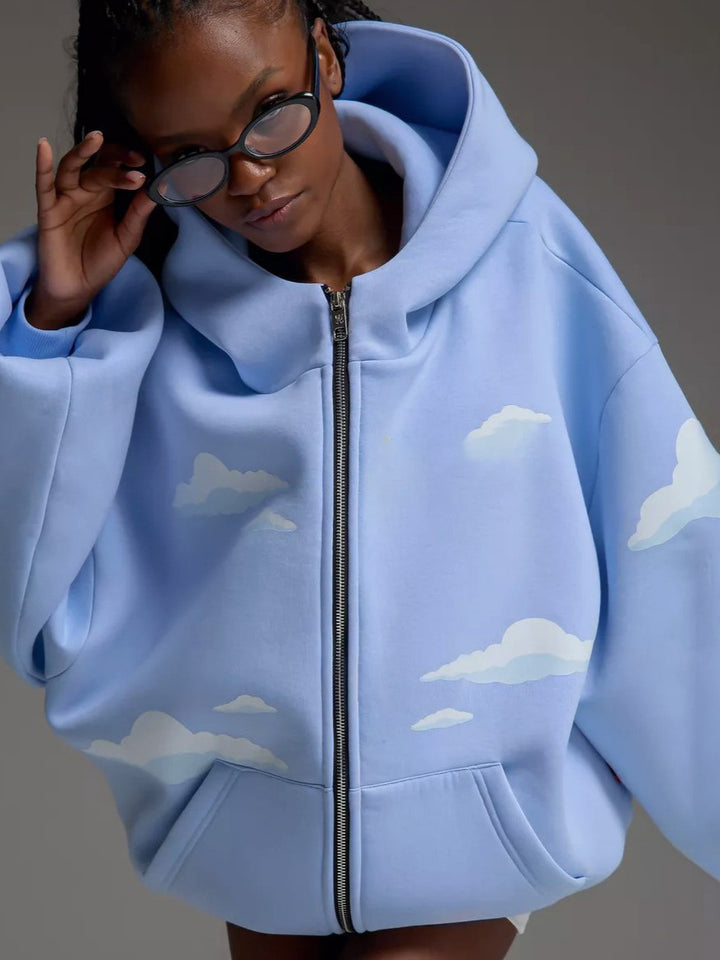 Dam oversized hoodie med molnmönster Mirla-Eva Jonsson