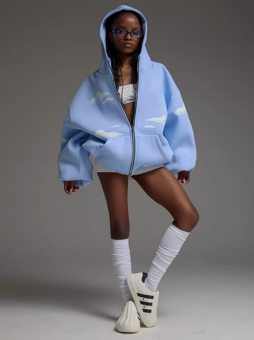 Dam oversized hoodie med molnmönster Mirla-Eva Jonsson