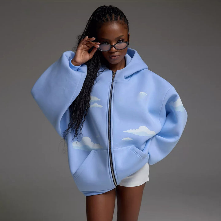 Dam oversized hoodie med molnmönster Mirla-Eva Jonsson