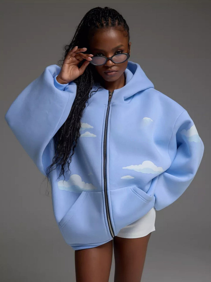 Dam oversized hoodie med molnmönster Mirla-Eva Jonsson