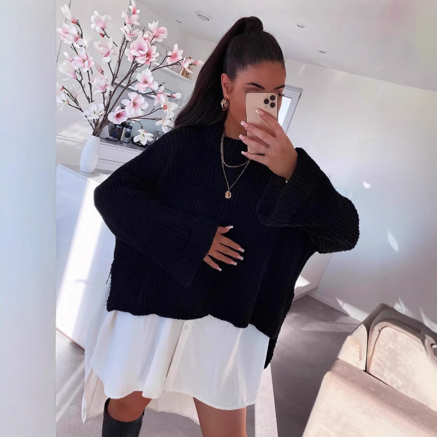 Dam oversized stickad tröja med strukturerad hålmönster och avslappnad passform Mirla-Eva Jonsson