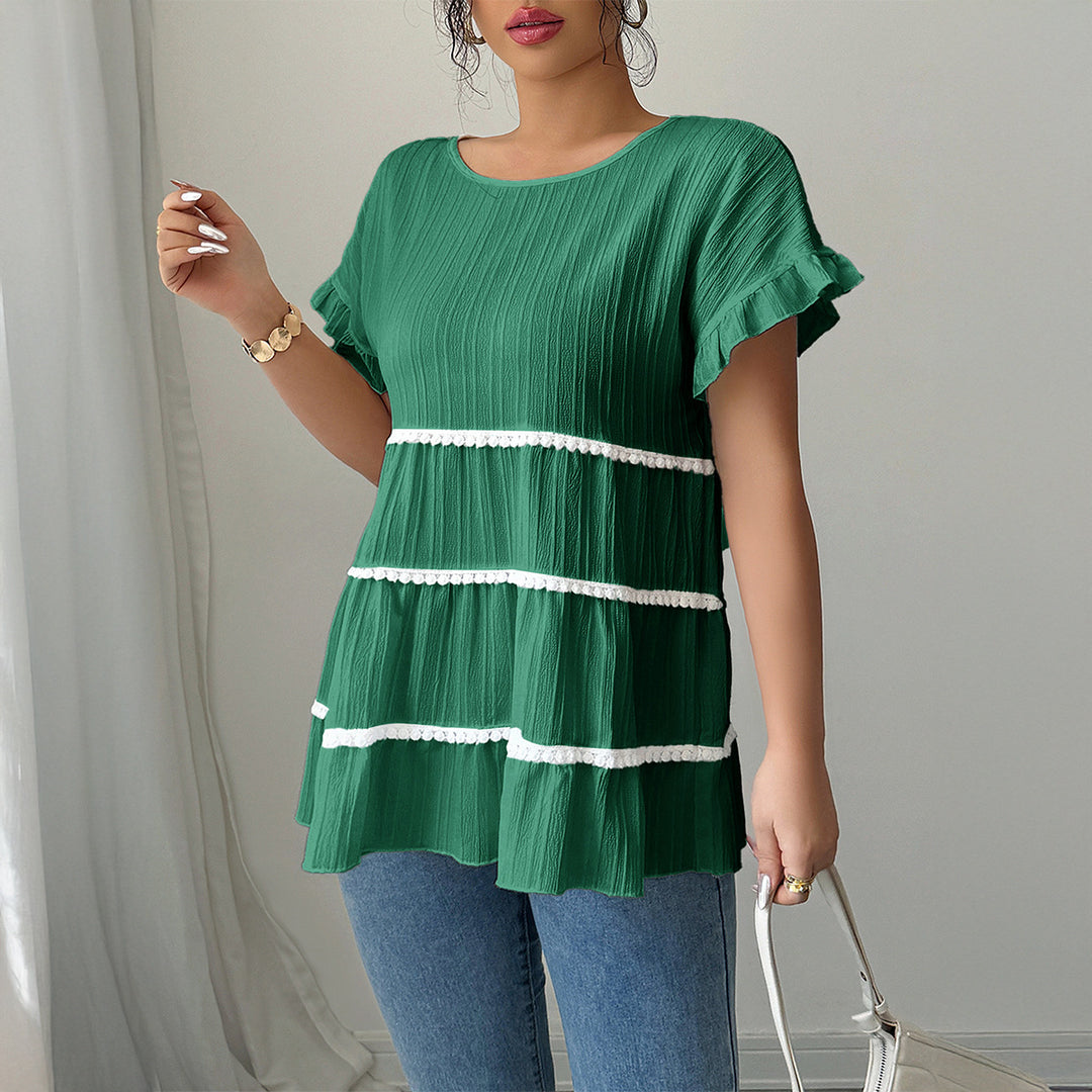 Dam ruffled shirt with decorative lace inserts Mirla-Eva Jonsson