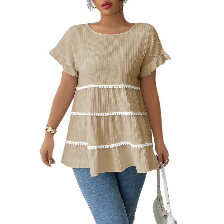 Dam ruffled shirt with decorative lace inserts Mirla-Eva Jonsson