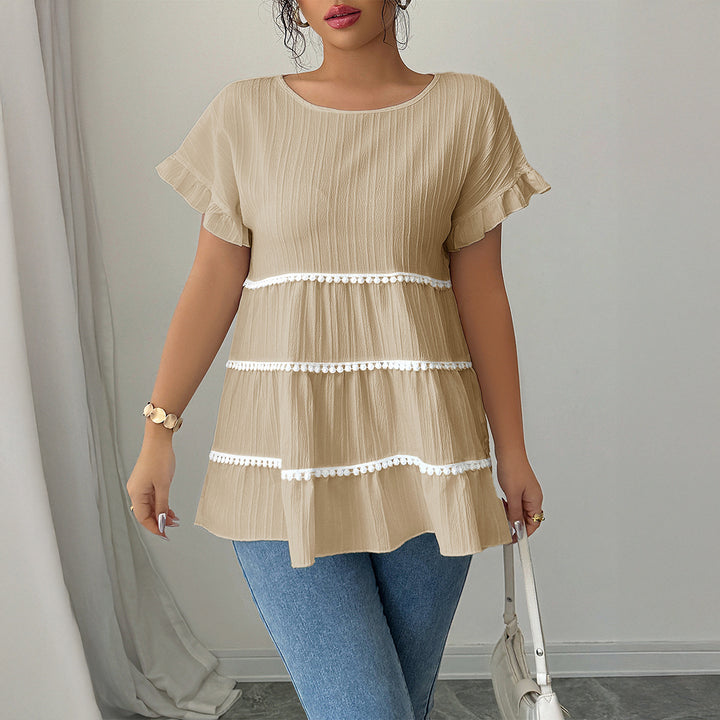 Dam ruffled shirt with decorative lace inserts Mirla-Eva Jonsson