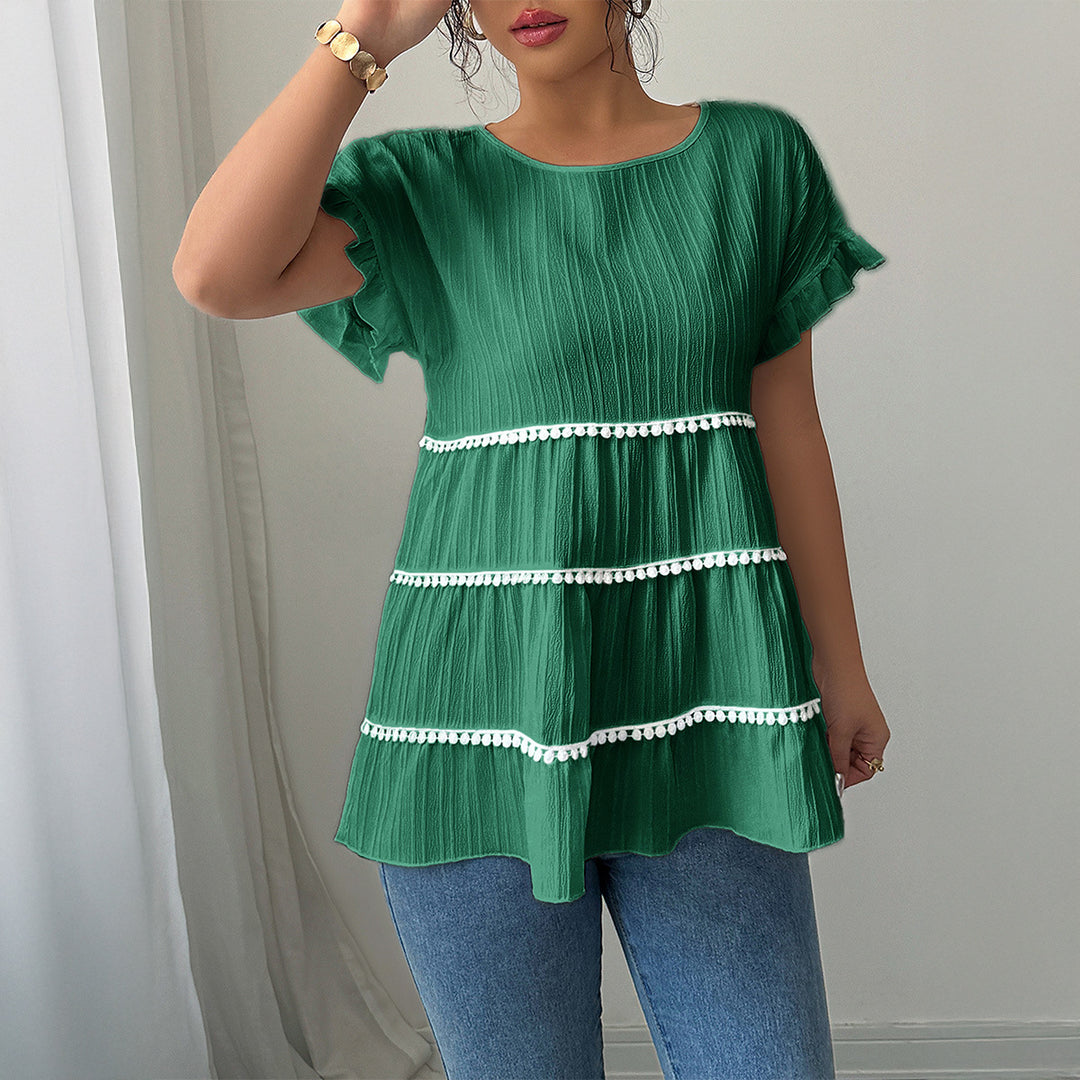 Dam ruffled shirt with decorative lace inserts Mirla-Eva Jonsson