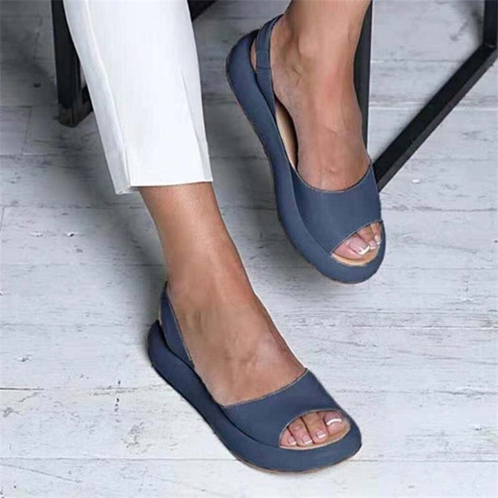 Dam sandaler - Öppen tå - Tjock sula - Lädersandaler - Sommarsandaler-Eva Jonsson