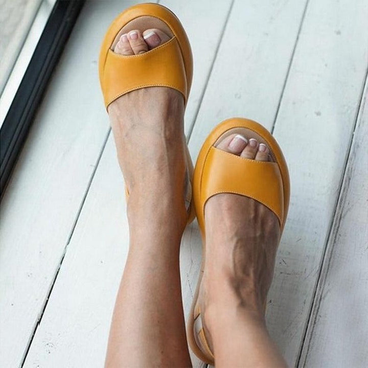 Dam sandaler - Öppen tå - Tjock sula - Lädersandaler - Sommarsandaler-Eva Jonsson
