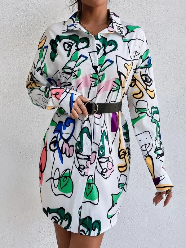 Dam skjortklänning i modern konstdesign Eva Jonsson-Eva Jonsson