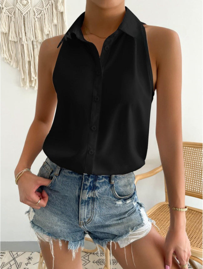 Dam sleeveless shirt with classic collar and stylish cut Mirla-Eva Jonsson