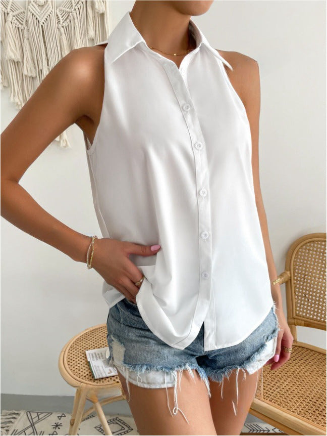 Dam sleeveless shirt with classic collar and stylish cut Mirla-Eva Jonsson