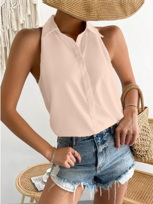 Dam sleeveless shirt with classic collar and stylish cut Mirla-Eva Jonsson