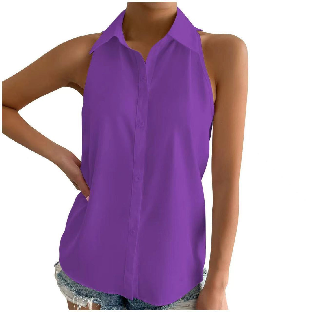 Dam sleeveless shirt with classic collar and stylish cut Mirla-Eva Jonsson