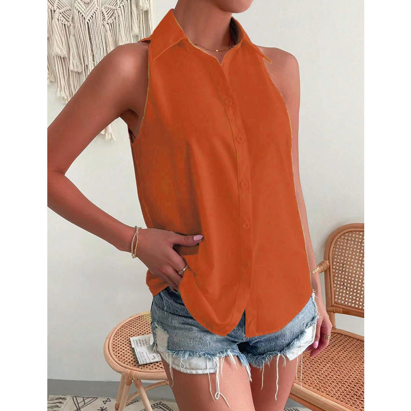 Dam sleeveless shirt with classic collar and stylish cut Mirla-Eva Jonsson