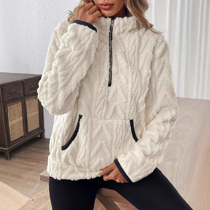 Dam soft och bekväm fleece-tröja med halv dragkedja Eva Jonsson-Eva Jonsson