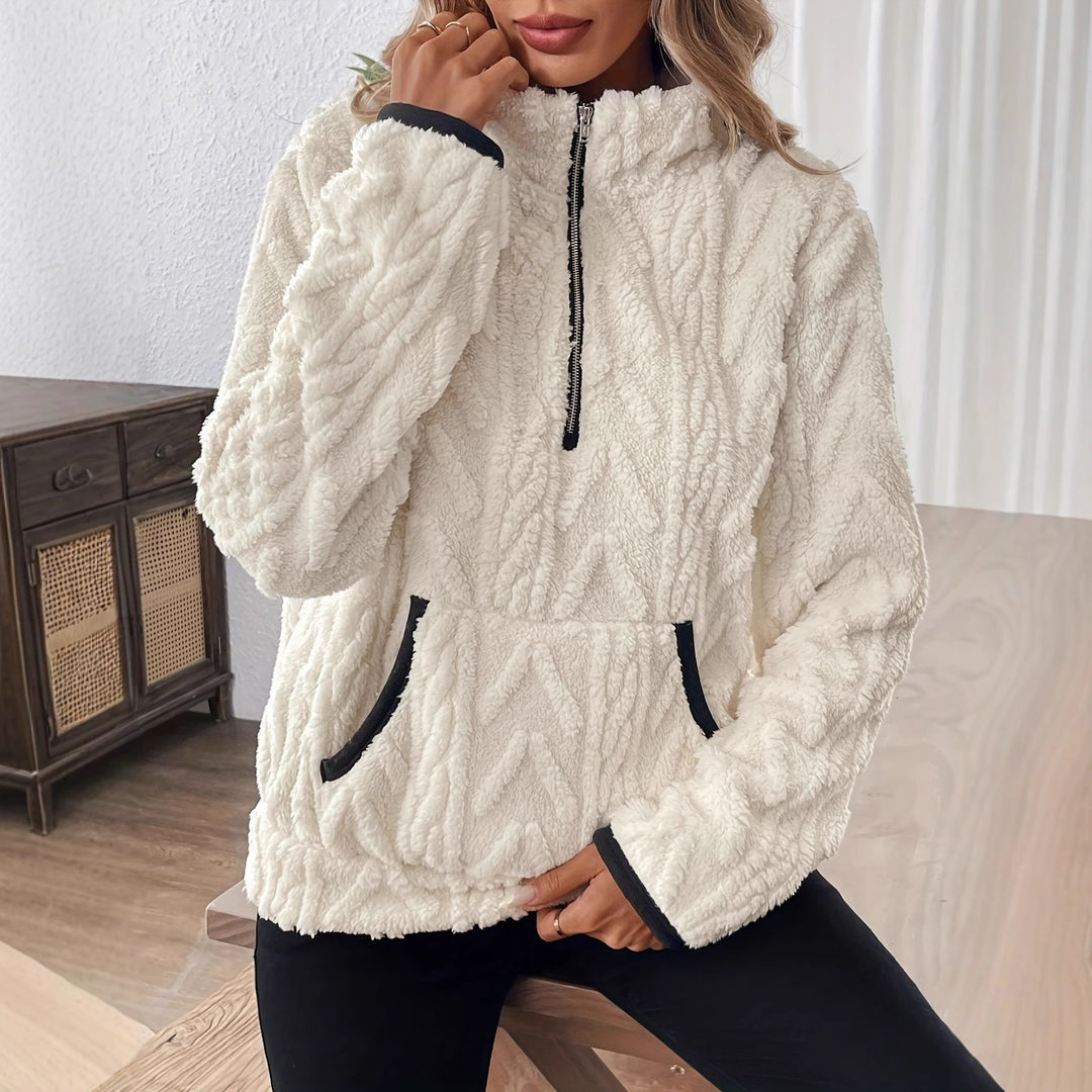 Dam soft och bekväm fleece-tröja med halv dragkedja Mirla-Eva Jonsson
