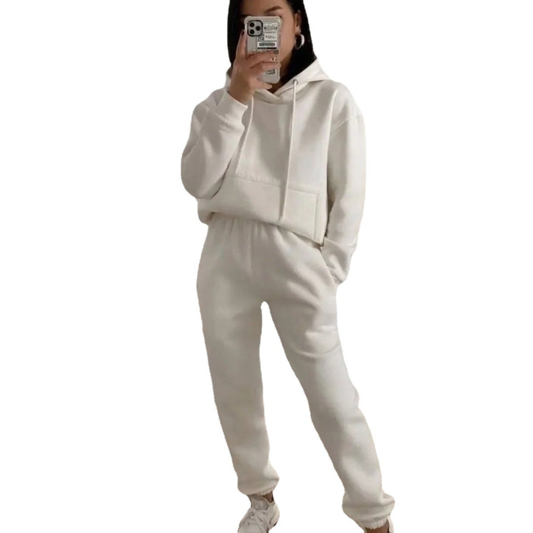 Dam sportig fleece jogging set med huva och elastisk midja Mirla-Eva Jonsson